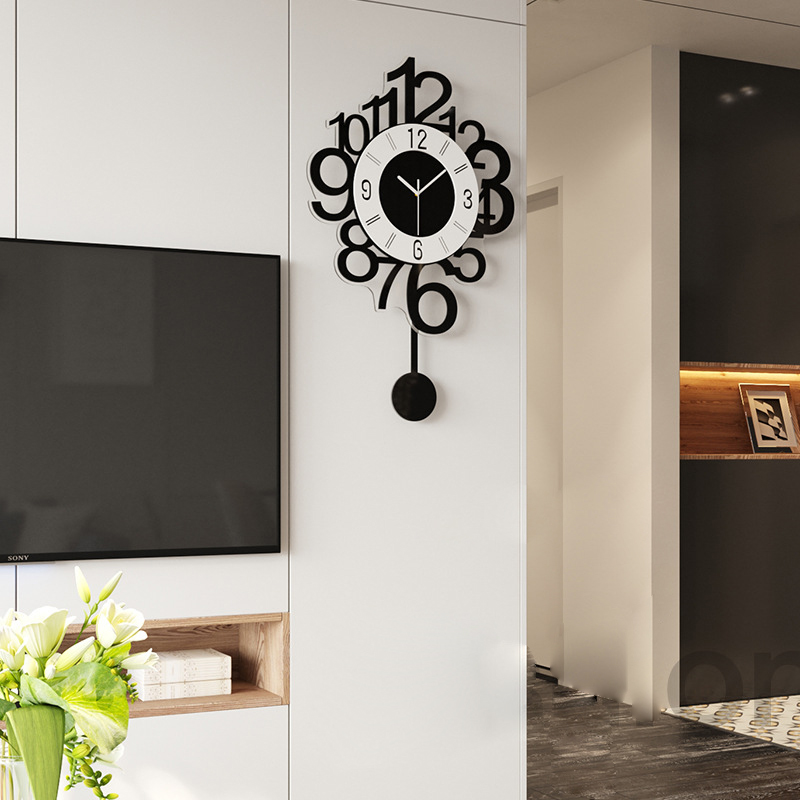 Đồng hồ treo tường hình tròn trang trí 12 số cách điệu