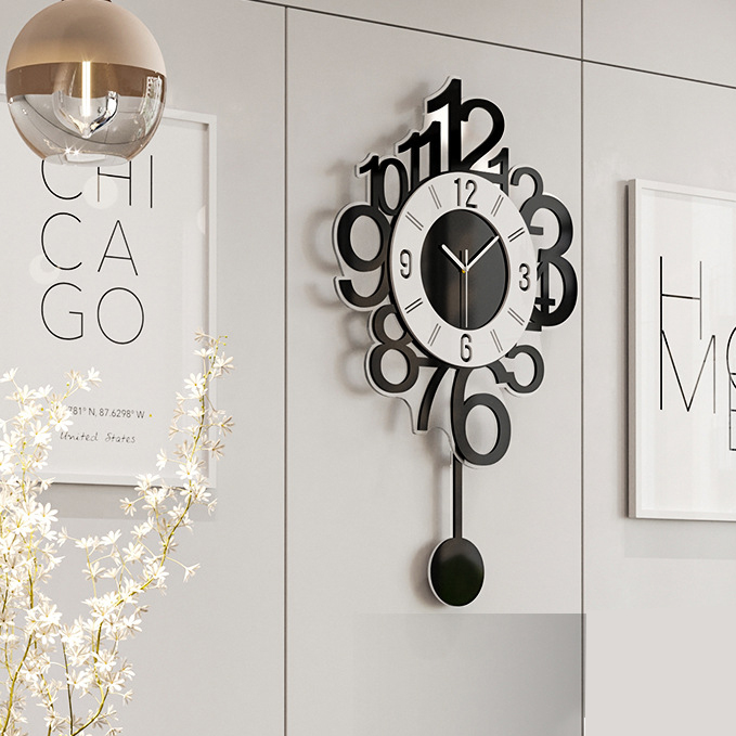 Đồng hồ treo tường hình tròn trang trí 12 số cách điệu