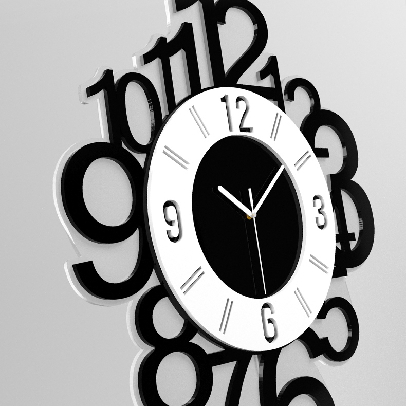 Đồng hồ treo tường hình tròn trang trí 12 số cách điệu