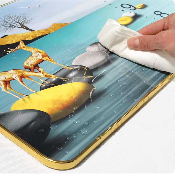 Tranh đồng hồ đẹp treo tường 30cm x 60cm kim trôi, Acrylic chống nước