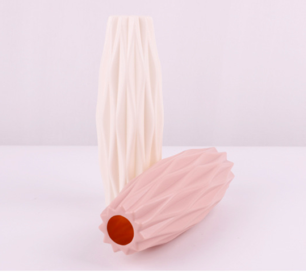 Lọ Hoa Nhựa Sáng Tạo Origami - LH72-Trụ (2 màu Trắng Hồng)